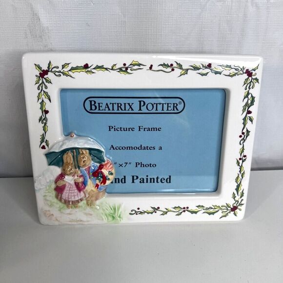 Schmid Beatrix Potter NEW Rabbits in the Snow Picture Frame VTG 1989 Christmas - Picture 1 of 9
